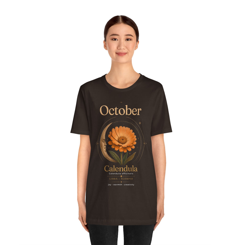 October Birth Flower Calendula T‑Shirt – Floral Birth Month Tee