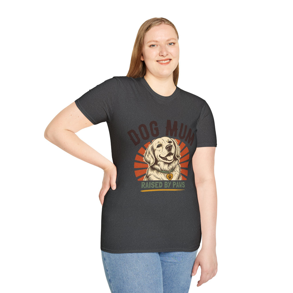Dog Mum Raised By Paws T-Shirt | Golden Retriever Retro