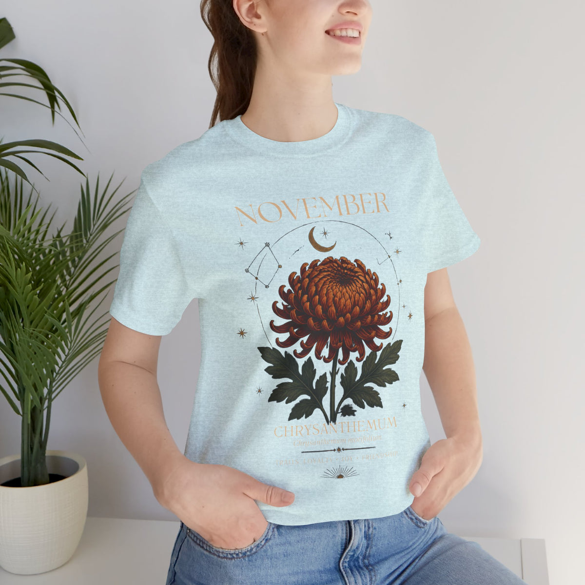 November Birth Flower Chrysanthemum Tee — Floral Birth Month T-Shirt