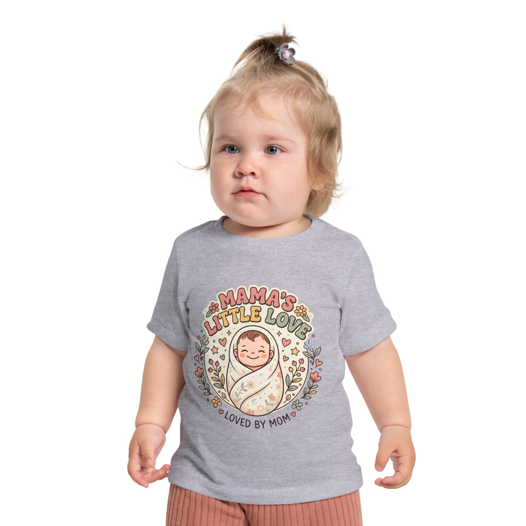 Mama's Little Love baby short sleeve t-shirt | Loved by Mom, floral swaddle design