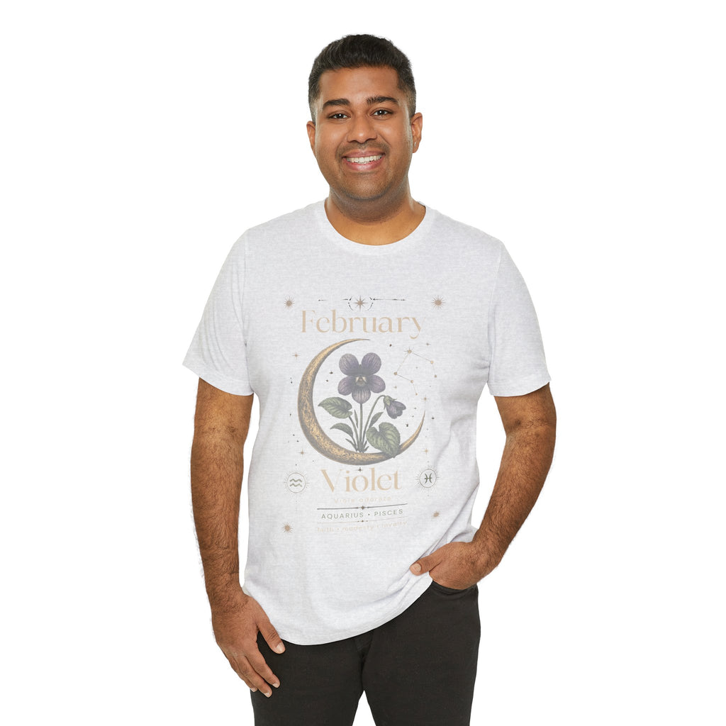 February Birth Flower Tee | Violet Botanical Design | Birthday Gift