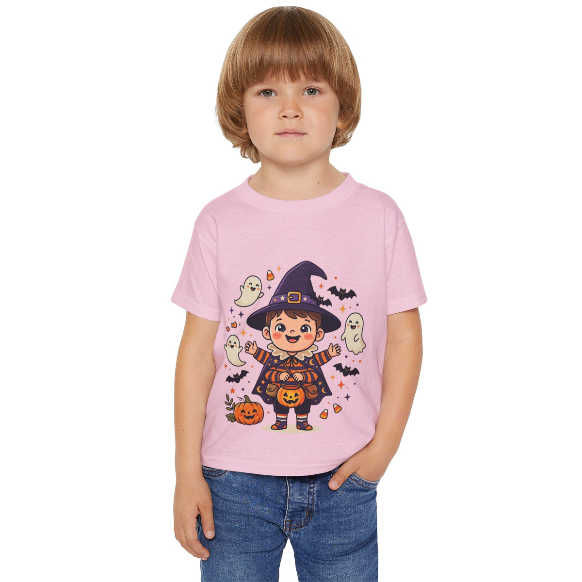 Halloween - Toddler T-Shirt — Cute Little Witch Halloween Tee with Ghosts & Pumpkins