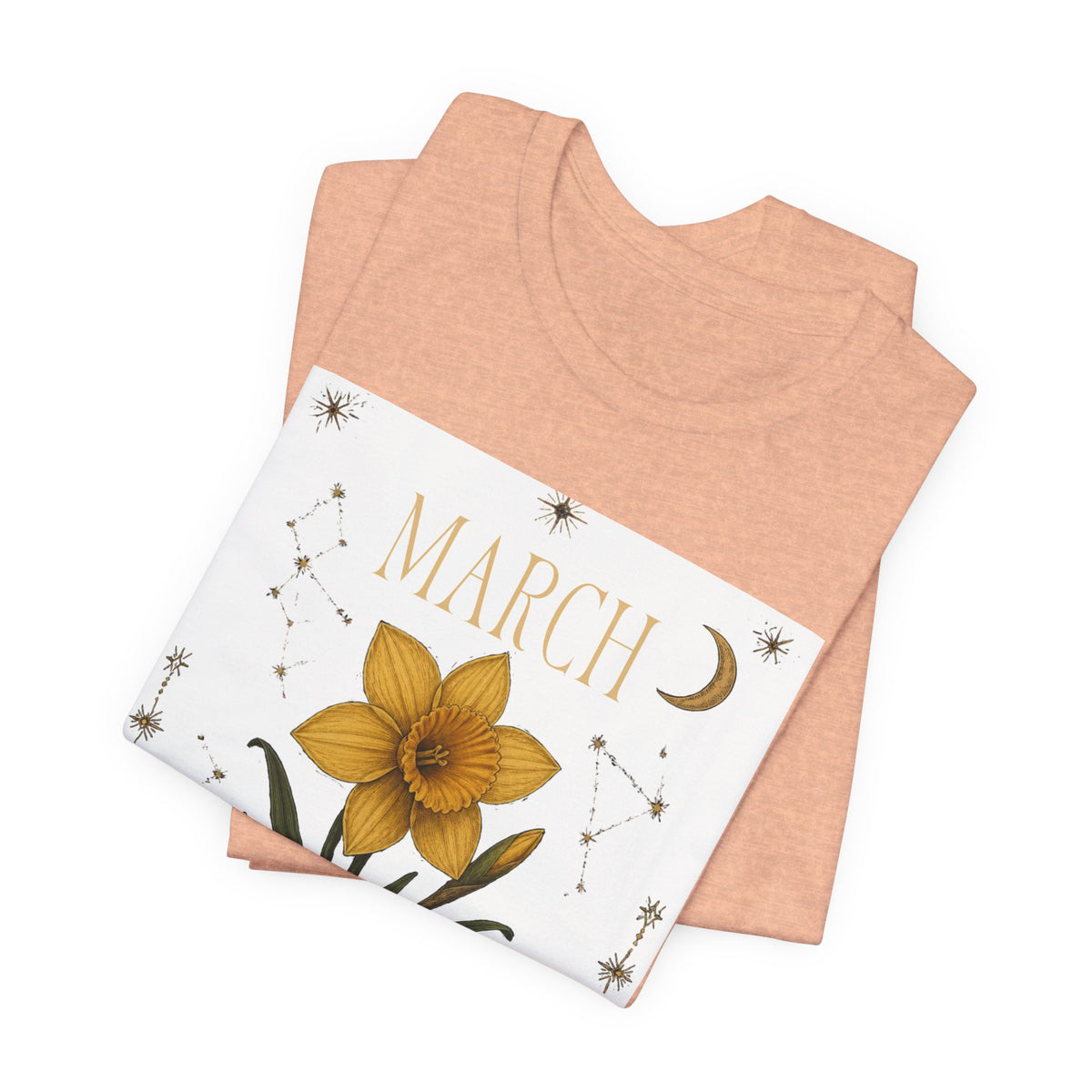 March Zodiac/Celestial aesthetics with birth flower — Birth Month Flower Tee
