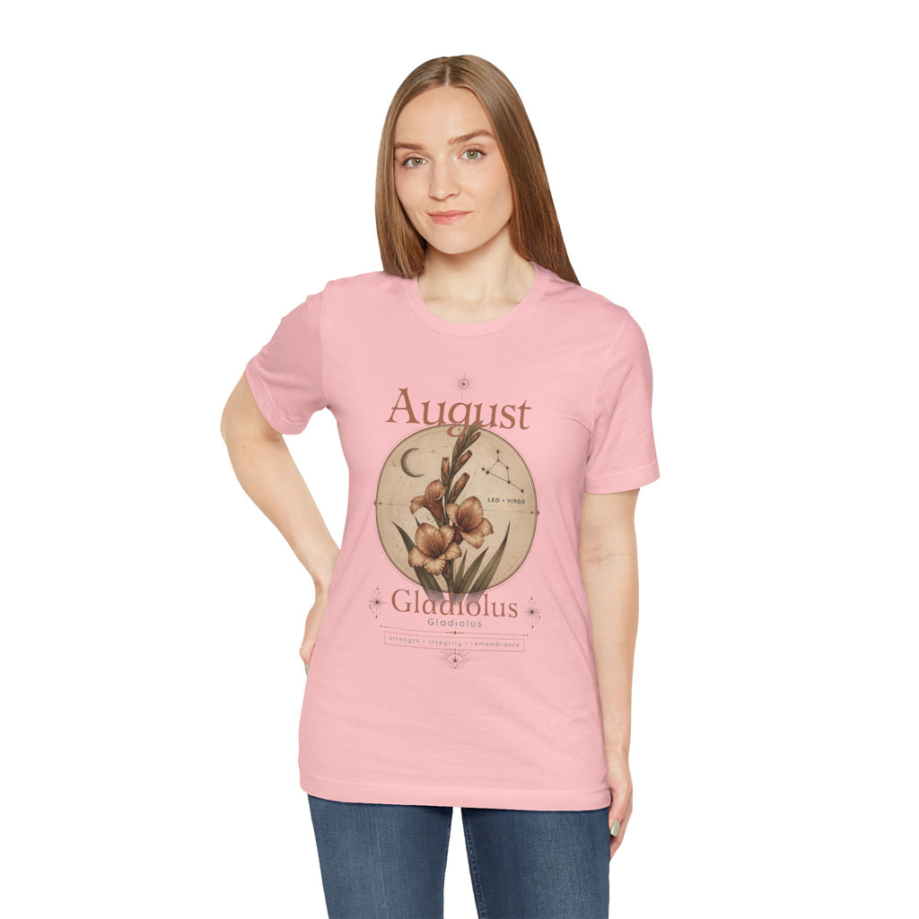 August Birth Flower Gladiolus Floral Tee