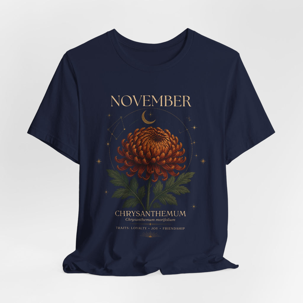 November Birth Flower Chrysanthemum Tee — Floral Birth Month T-Shirt