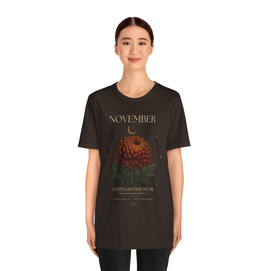 November Birth Flower Chrysanthemum Tee — Floral Birth Month T-Shirt