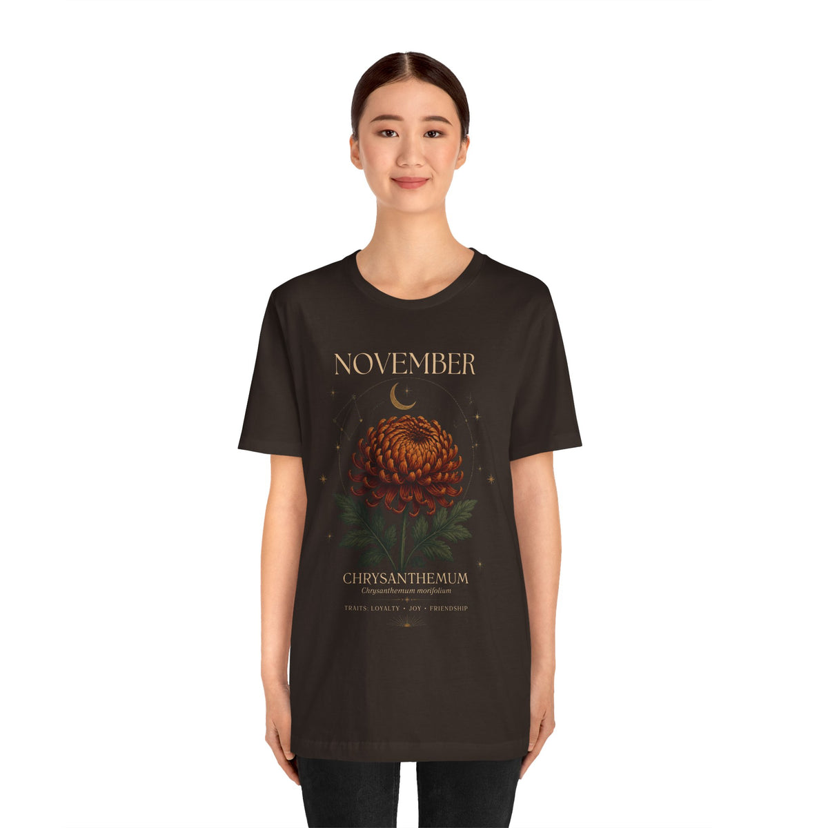 November Birth Flower Chrysanthemum Tee — Floral Birth Month T-Shirt
