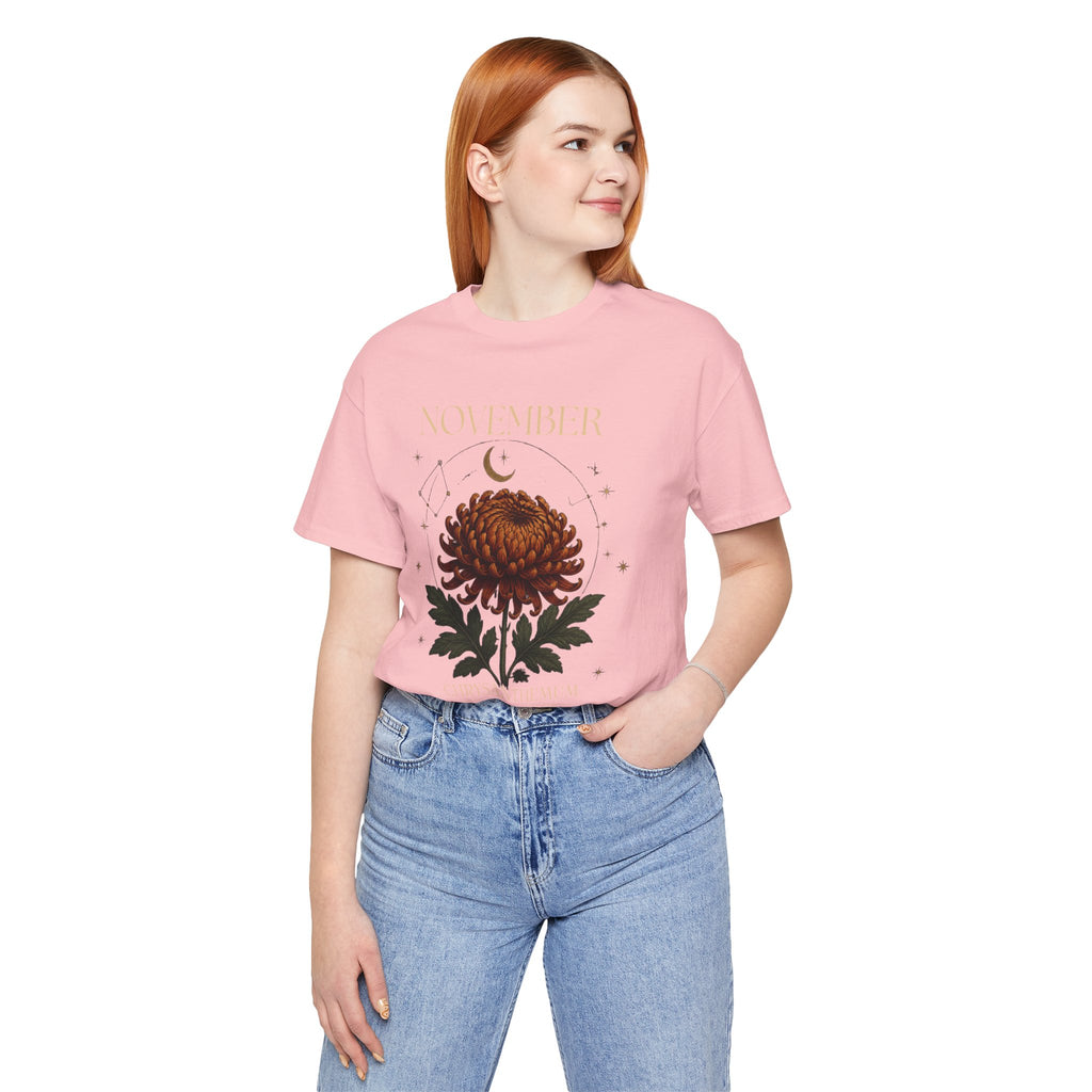 November Birth Flower Chrysanthemum Tee — Floral Birth Month T-Shirt