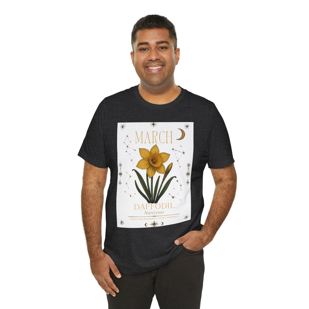 March Zodiac/Celestial aesthetics with birth flower — Birth Month Flower Tee