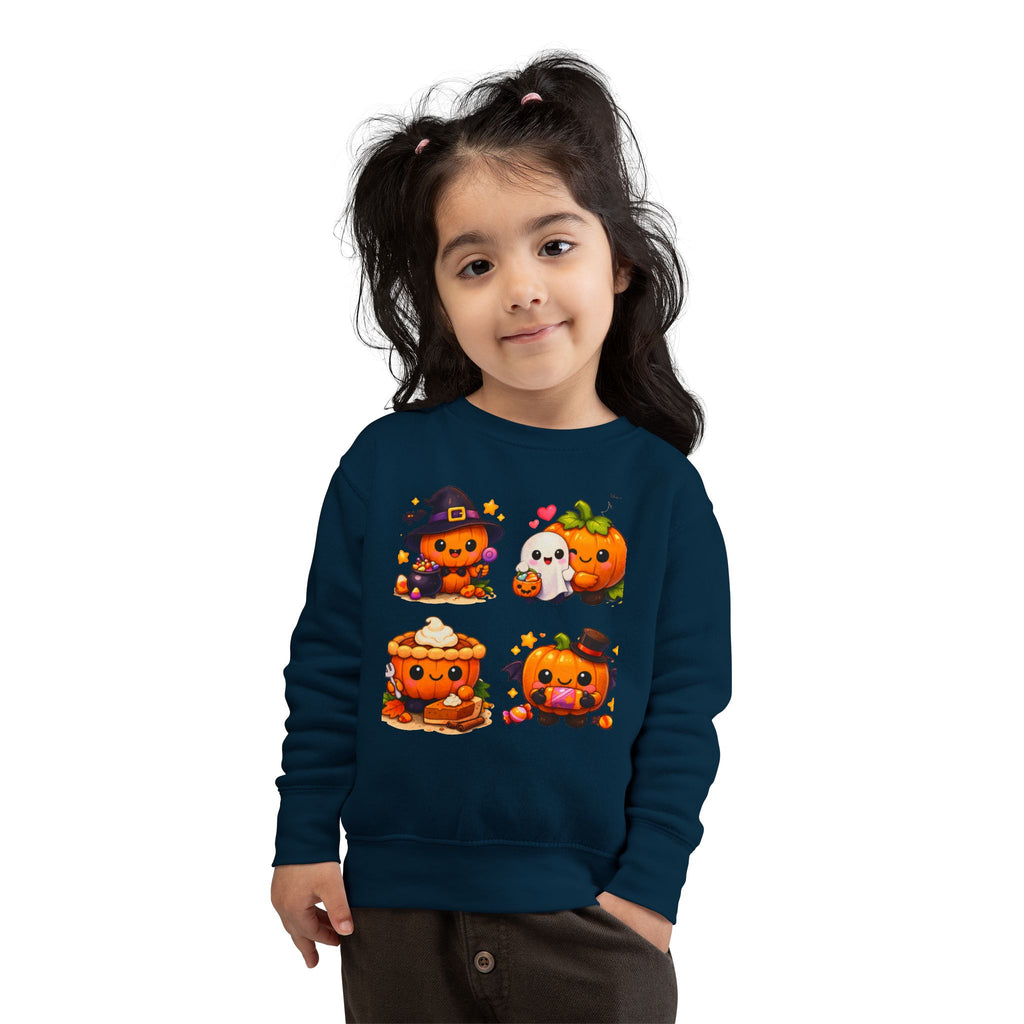 Cute Halloween Pumpkin Characters Toddler Sweatshirt | Kids Pullover