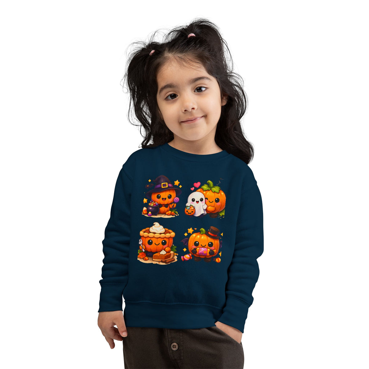 Cute Halloween Pumpkin Characters Toddler Sweatshirt | Kids Pullover