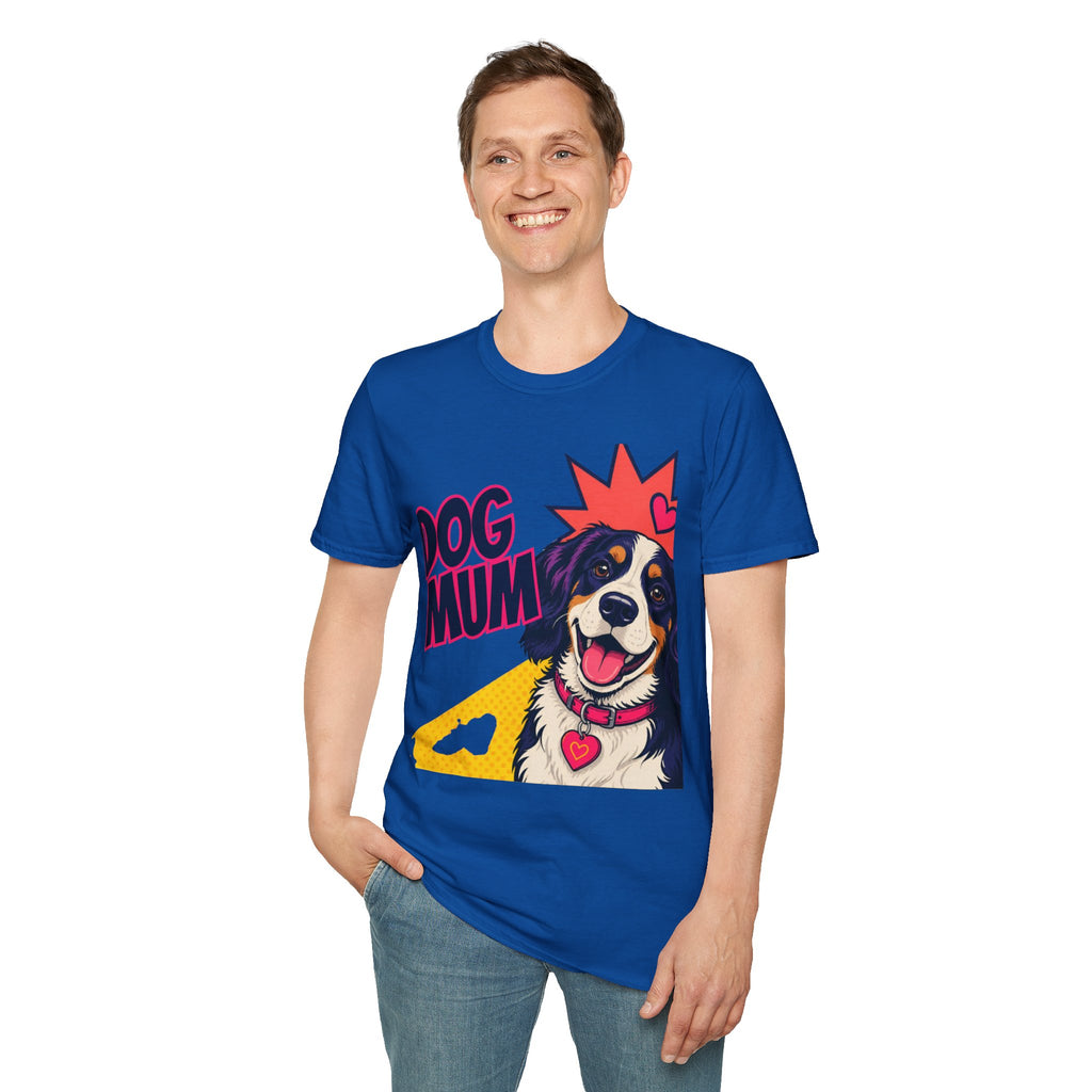 Dog Mum Pop Art T-Shirt | Happy Dog Portrait, Heart Collar