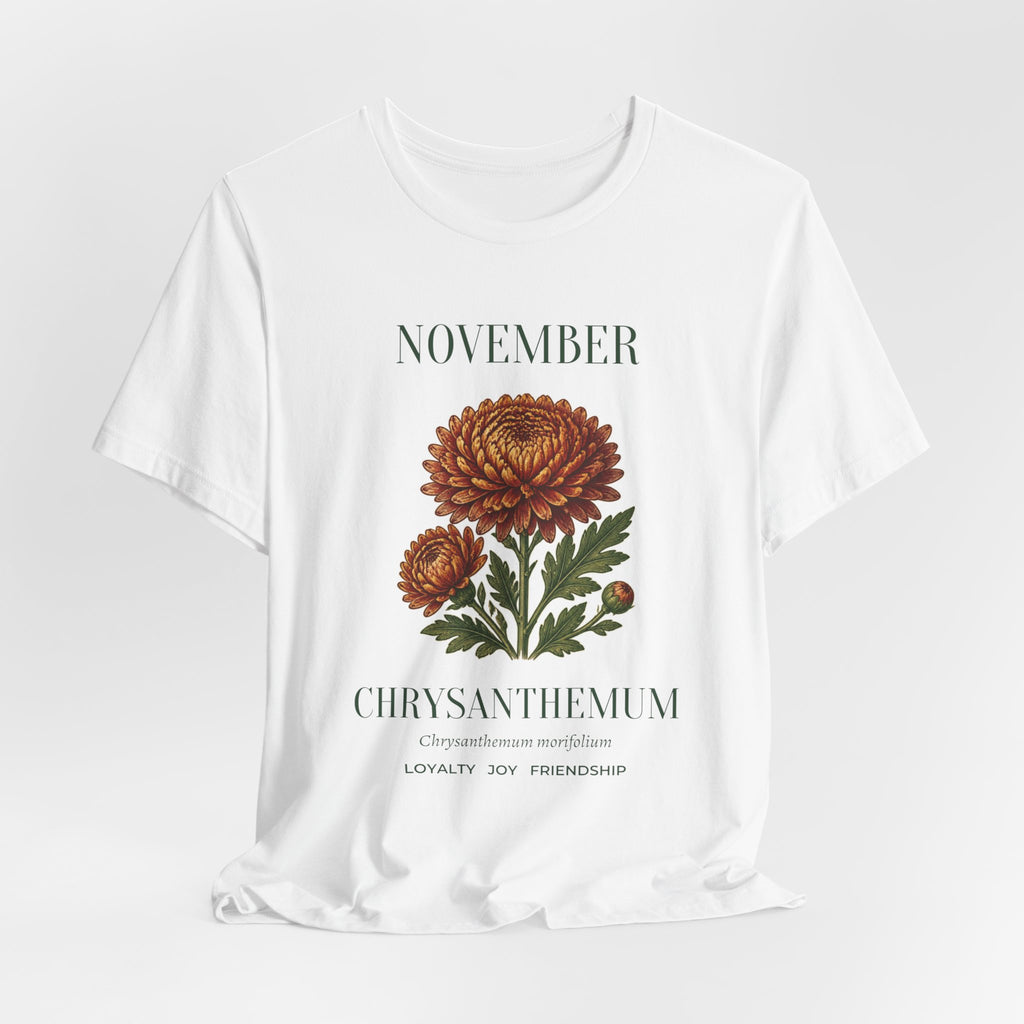 November Birth Flower Tee | Chrysanthemum Celestial Design | Birthday Gift