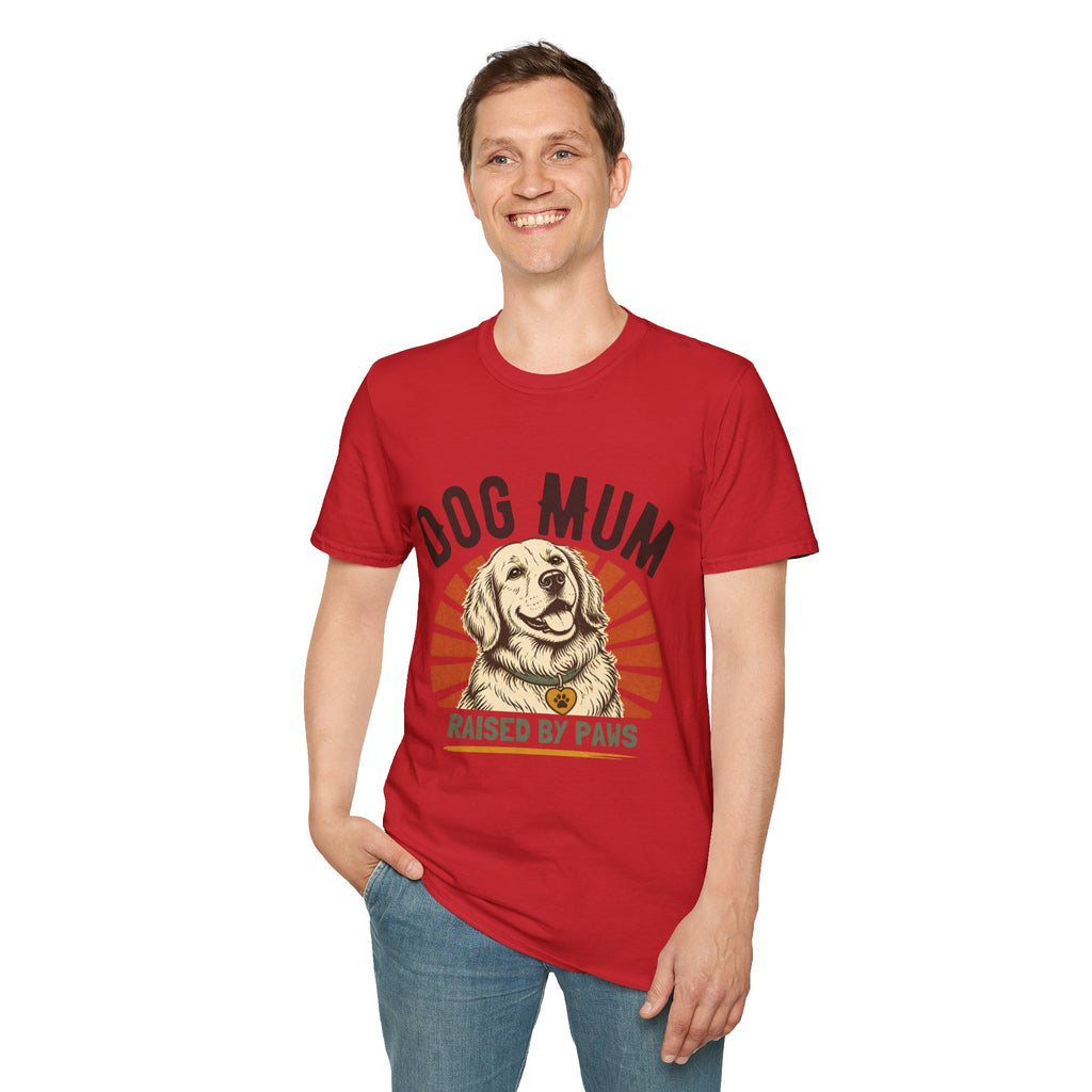 Dog Mum Raised By Paws T-Shirt | Golden Retriever Retro