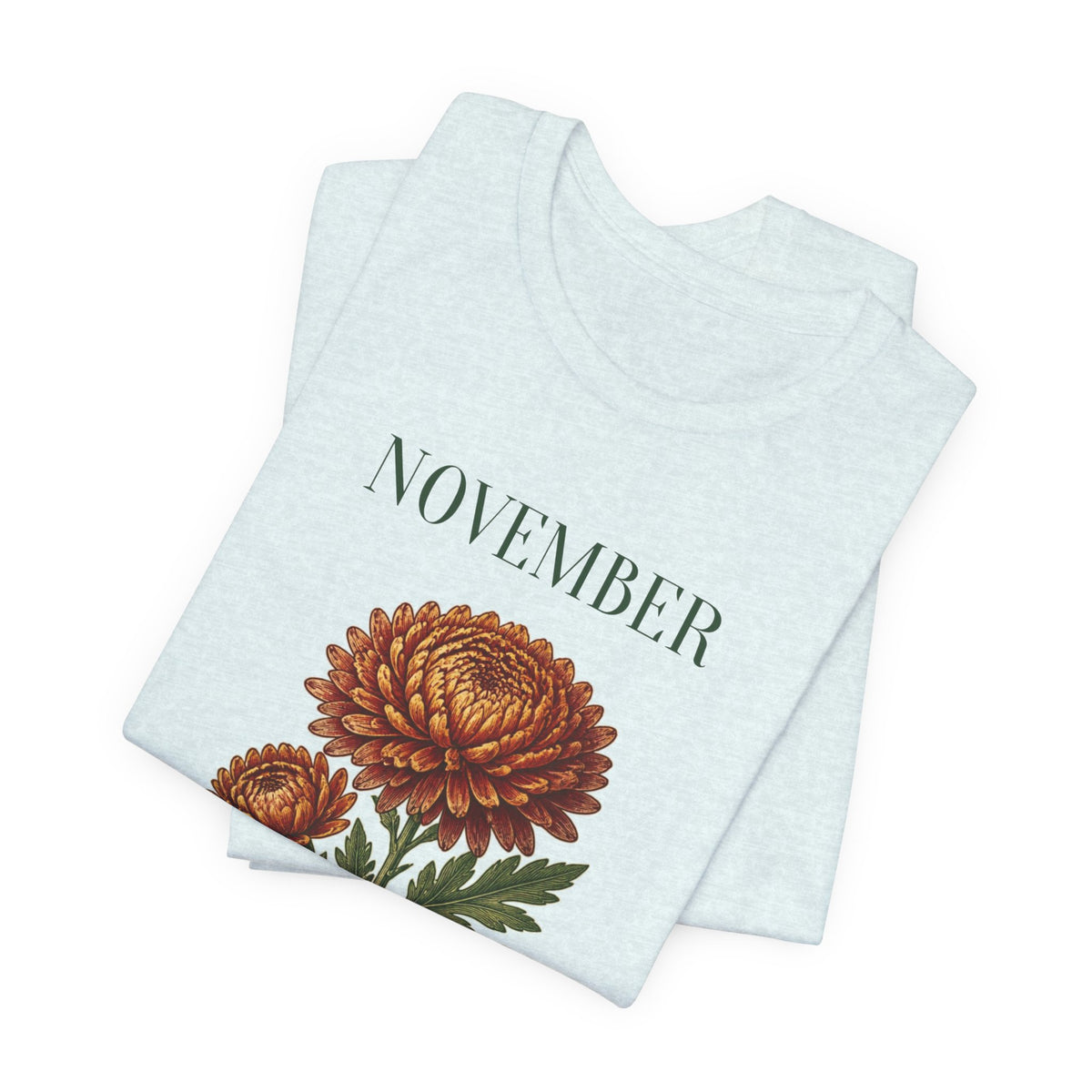 November Birth Flower Tee | Chrysanthemum Celestial Design | Birthday Gift