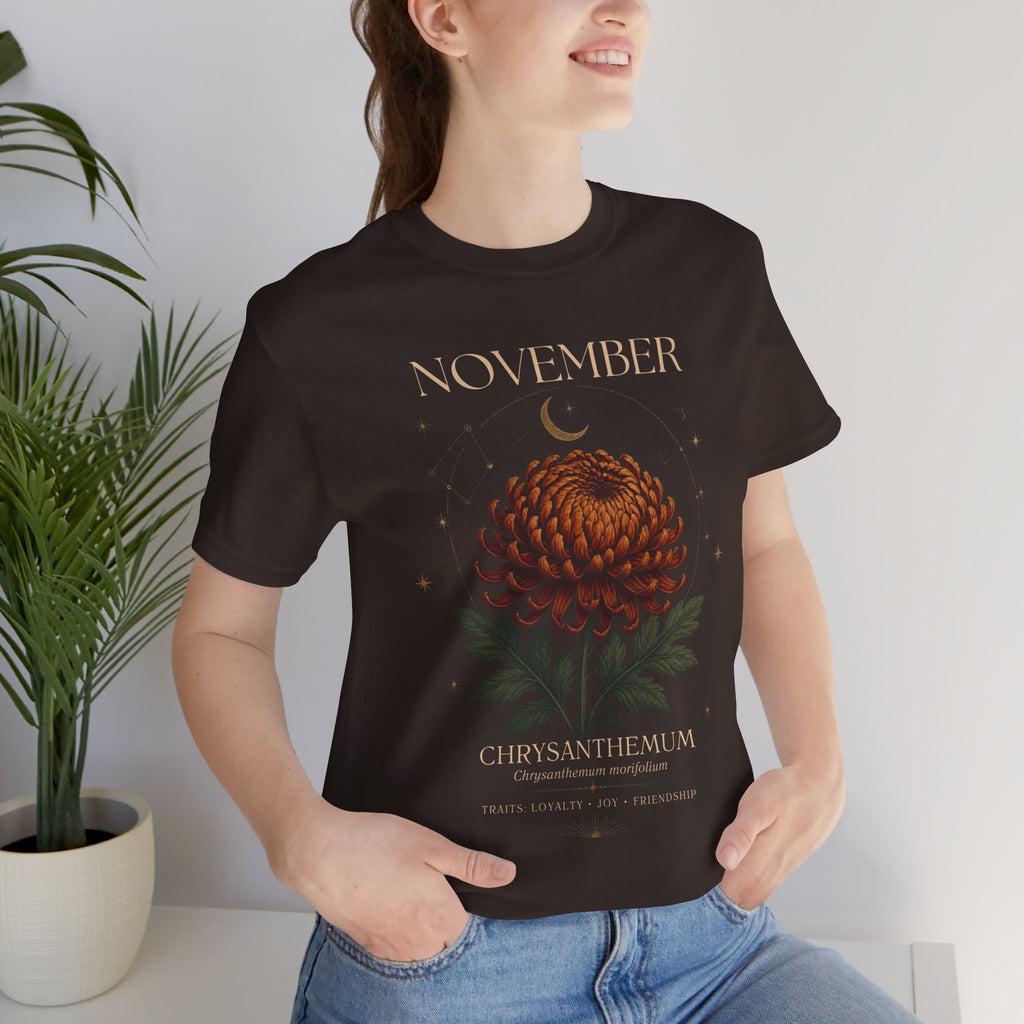 November Birth Flower Chrysanthemum Tee — Floral Birth Month T-Shirt