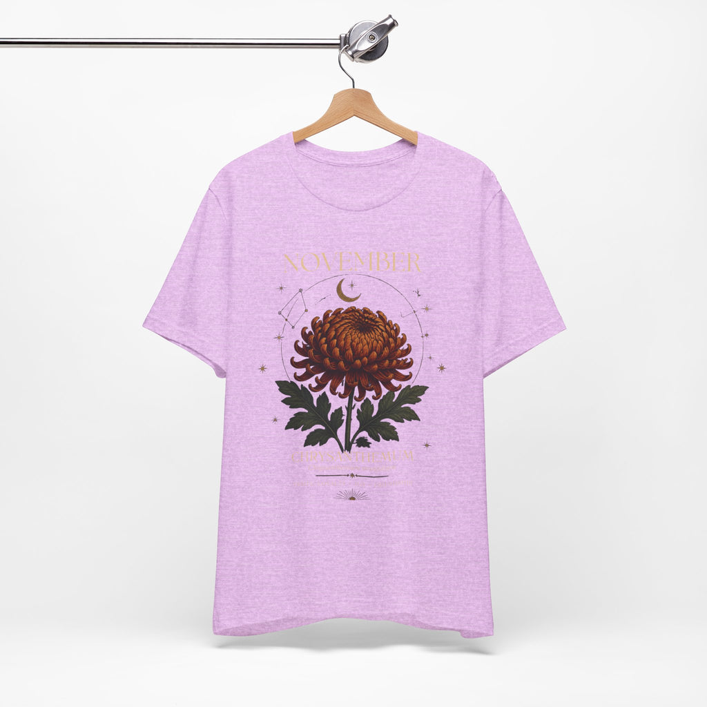 November Birth Flower Chrysanthemum Tee — Floral Birth Month T-Shirt