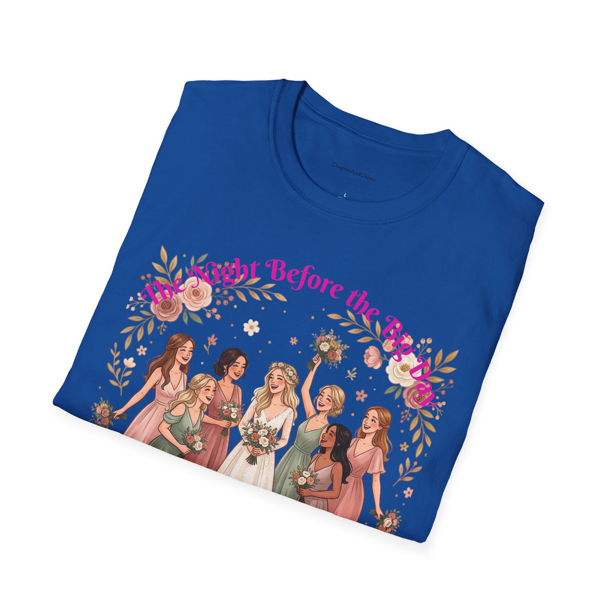 Bride and Bridesmaids Illustration T-Shirt | Floral Wedding Bridal Party Design