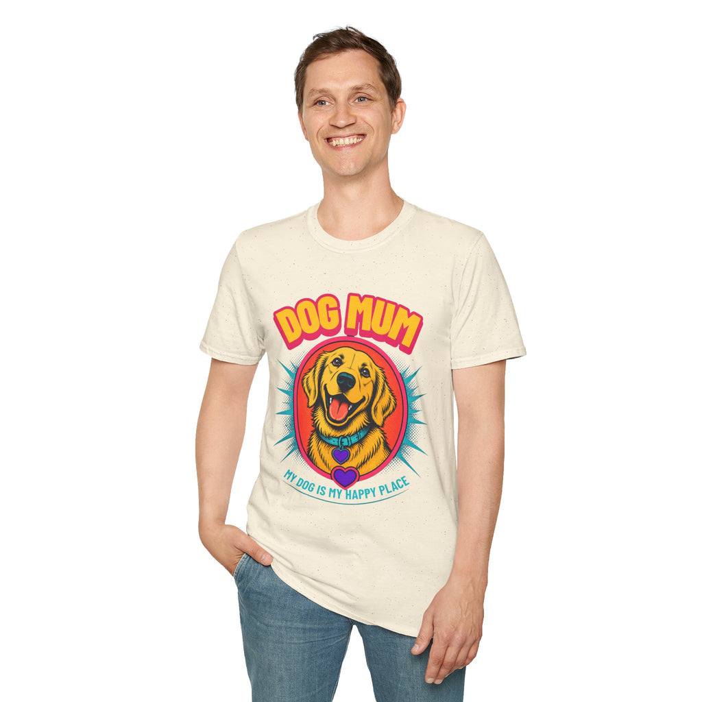 Dog Mum Golden Retriever T-Shirt | Cute Retro Dog Portrait, Pet Lover Tee