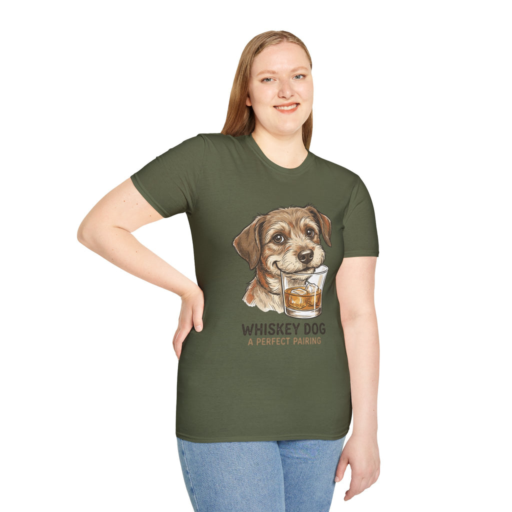 Whiskey Dog A Perfect Pairing T-Shirt | Dog & Whiskey Illustration