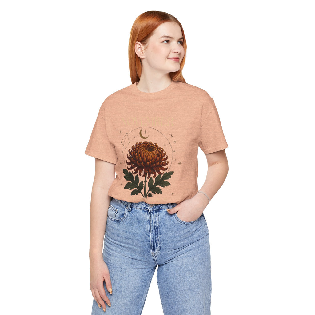 November Birth Flower Chrysanthemum Tee — Floral Birth Month T-Shirt