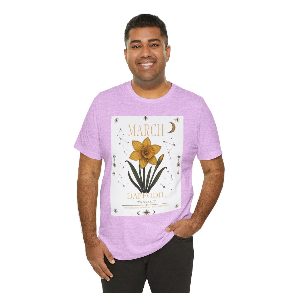 March Zodiac/Celestial aesthetics with birth flower — Birth Month Flower Tee