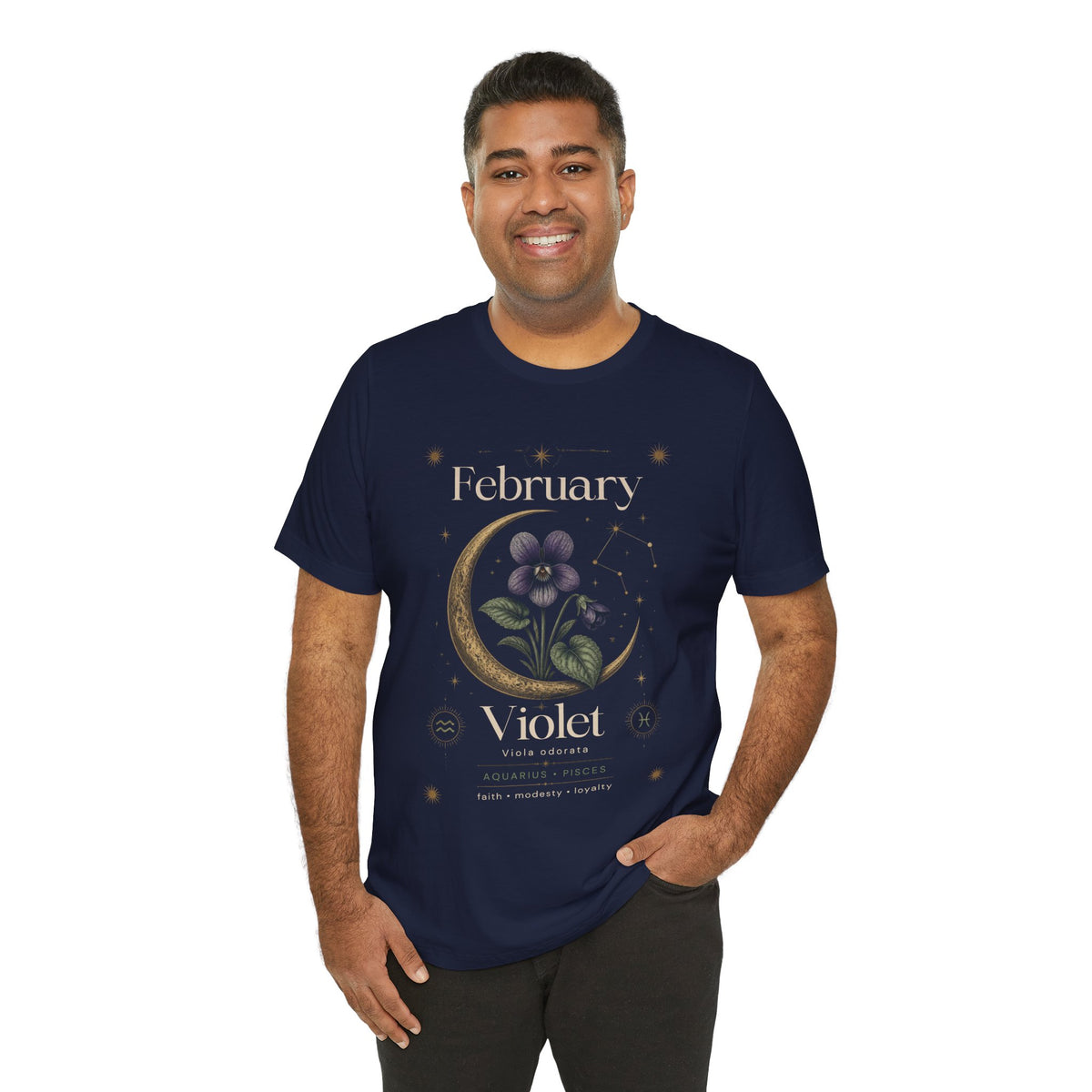 February Birth Flower Tee | Violet Botanical Design | Birthday Gift