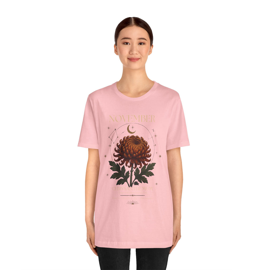 November Birth Flower Chrysanthemum Tee — Floral Birth Month T-Shirt