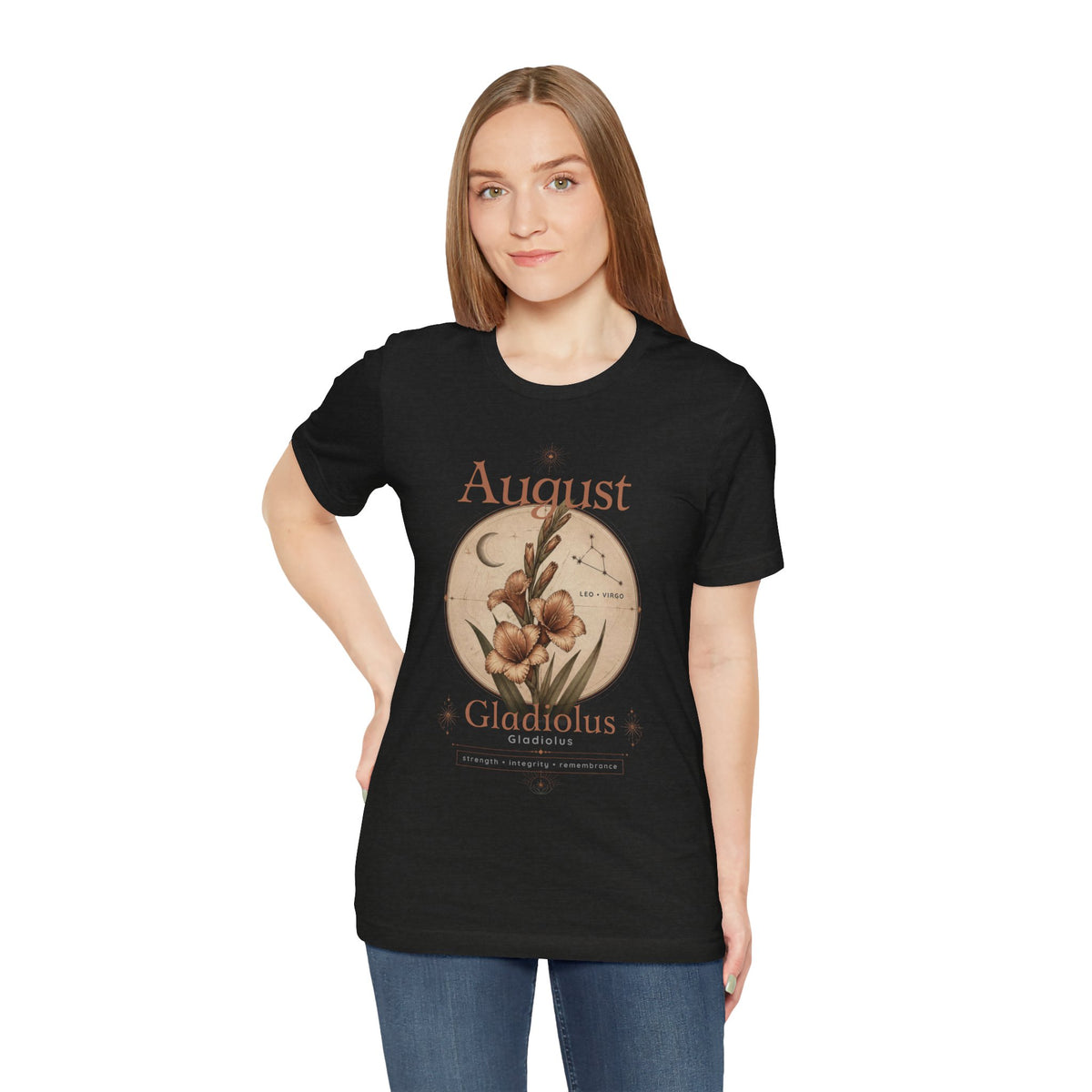 August Birth Flower Gladiolus Floral Tee