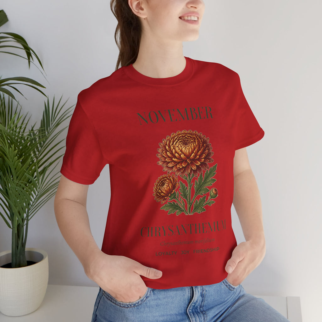 November Birth Flower Tee | Chrysanthemum Celestial Design | Birthday Gift