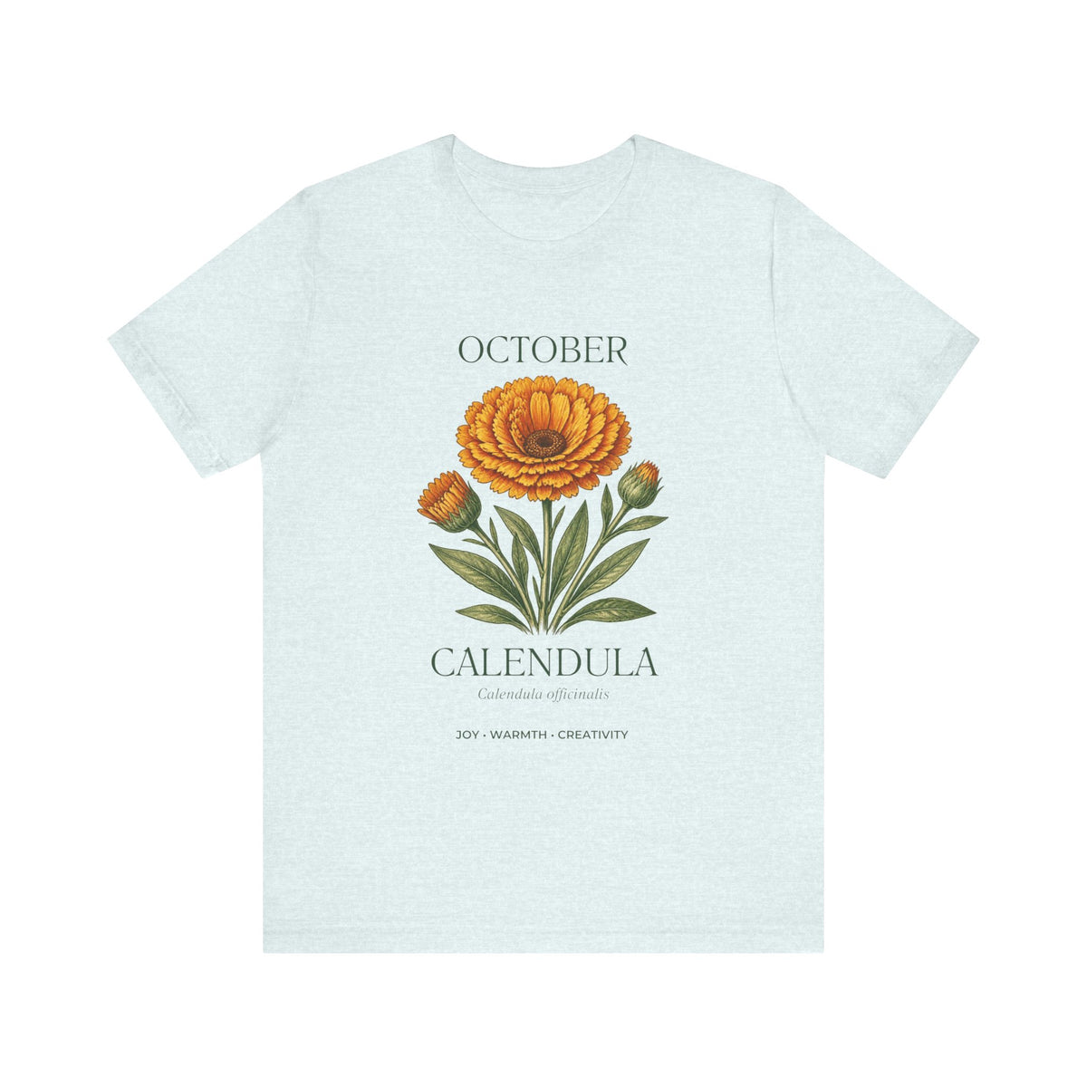 October Birth Flower Tee | Marigold & Cosmos Celestial Design | Birthday Gift