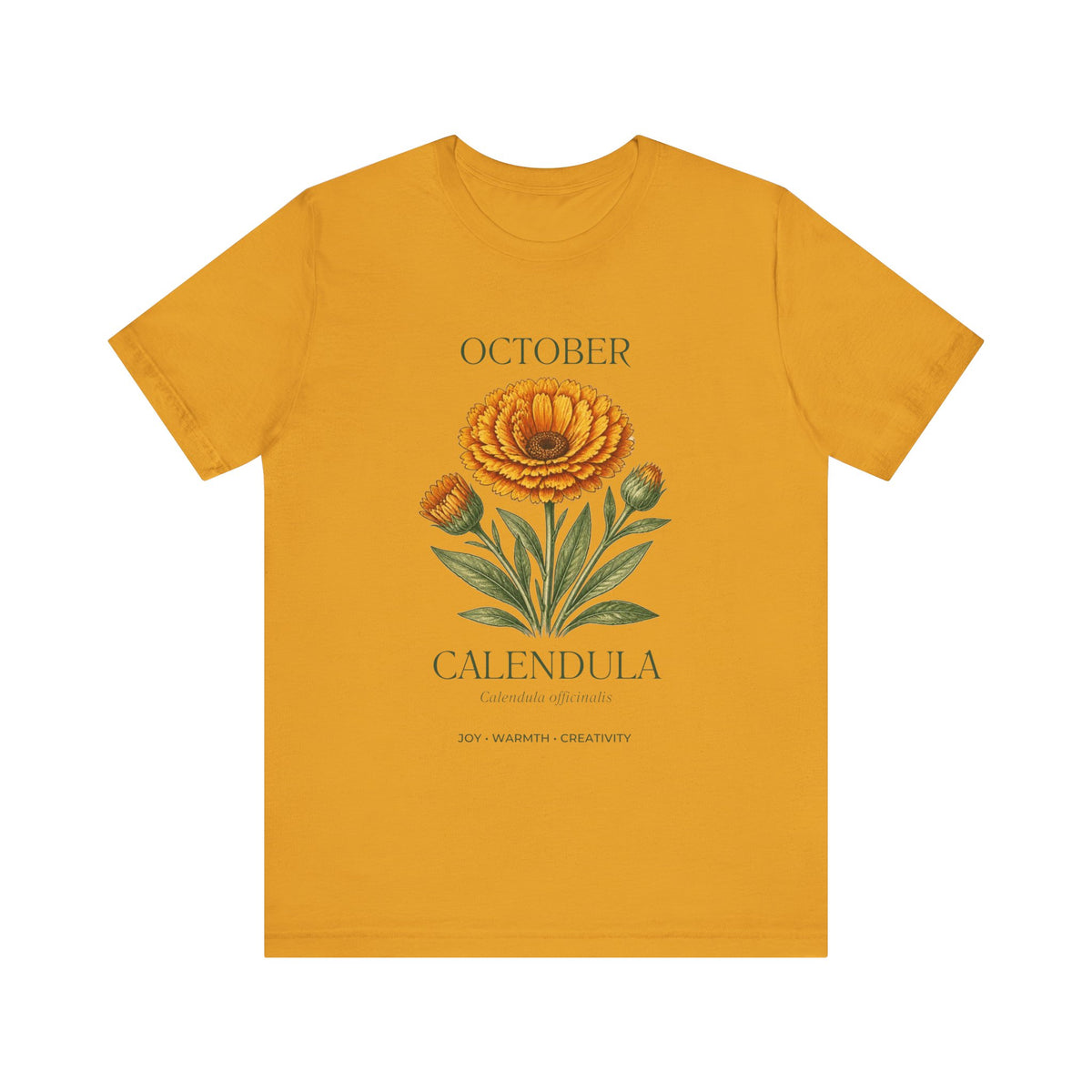 October Birth Flower Tee | Marigold & Cosmos Celestial Design | Birthday Gift