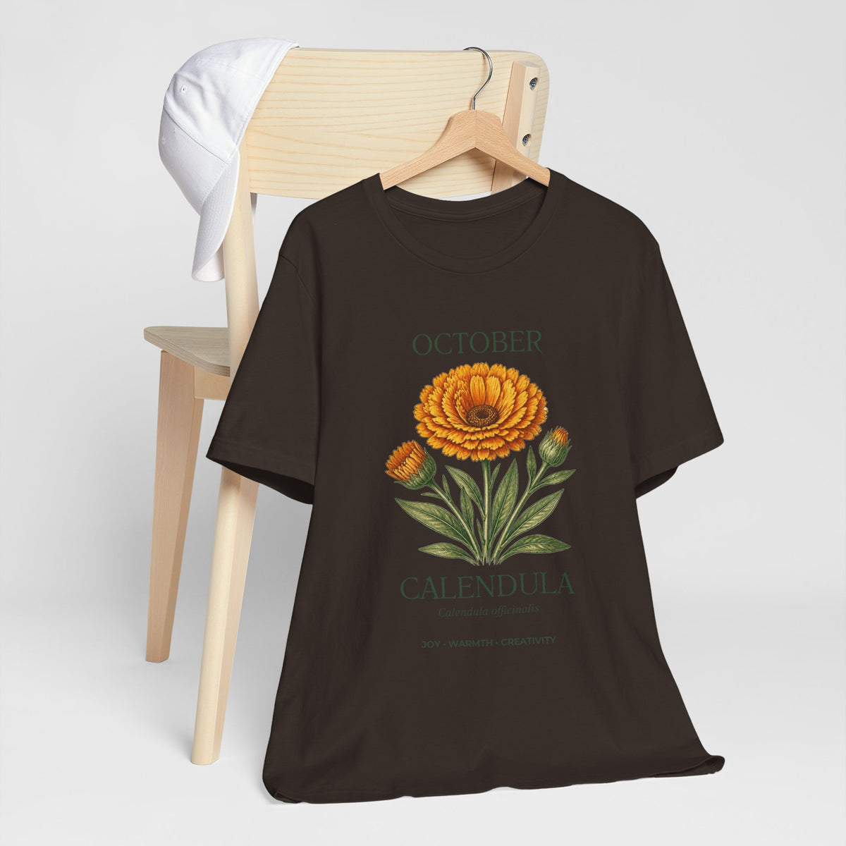 October Birth Flower Tee | Marigold & Cosmos Celestial Design | Birthday Gift
