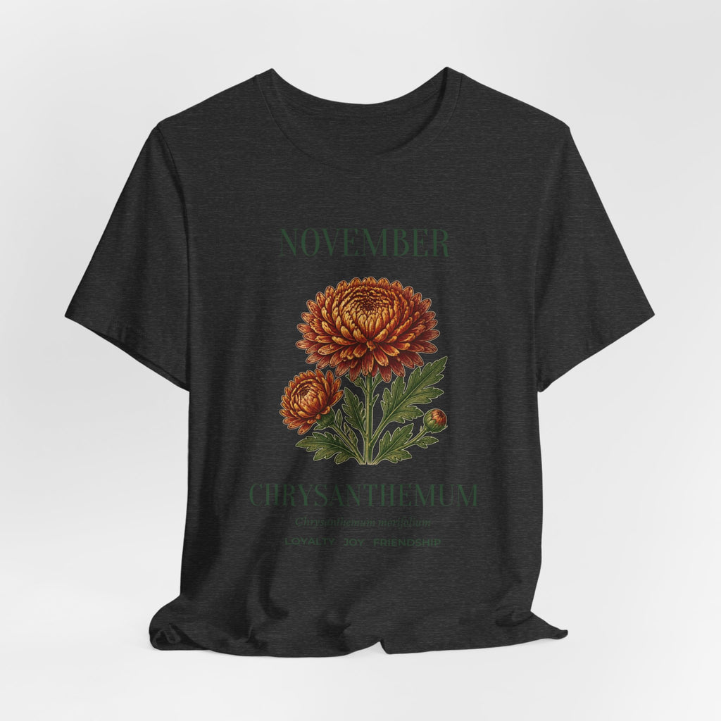 November Birth Flower Tee | Chrysanthemum Celestial Design | Birthday Gift