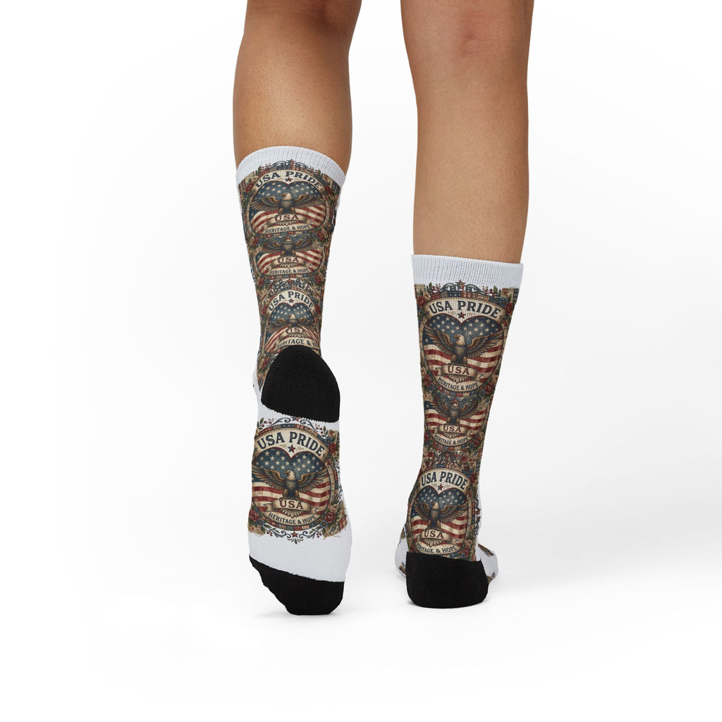 USA Pride Eagle Emblem Socks | American Flag Sublimation Socks