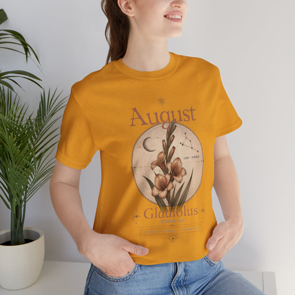 August Birth Flower Gladiolus Floral Tee
