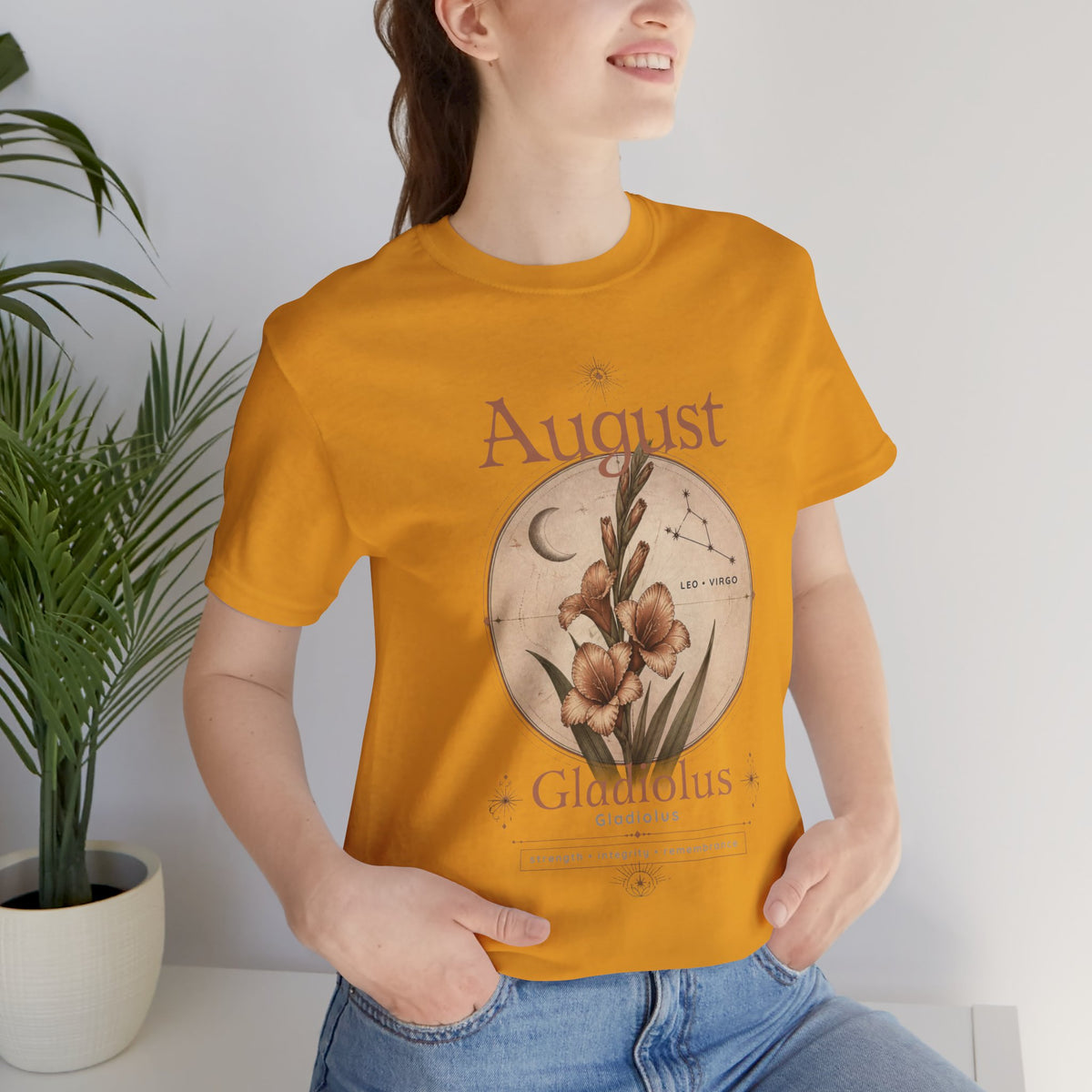 August Birth Flower Gladiolus Floral Tee