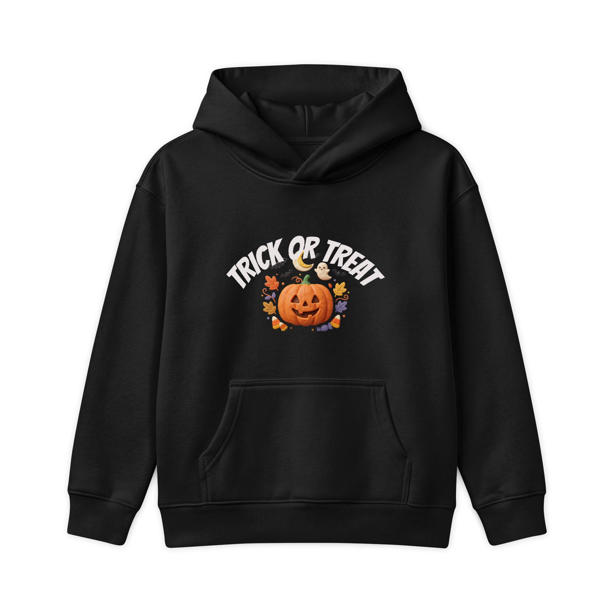 Kids Halloween Hoodie – 'Trick or Treat' Pumpkin Fall Graphic