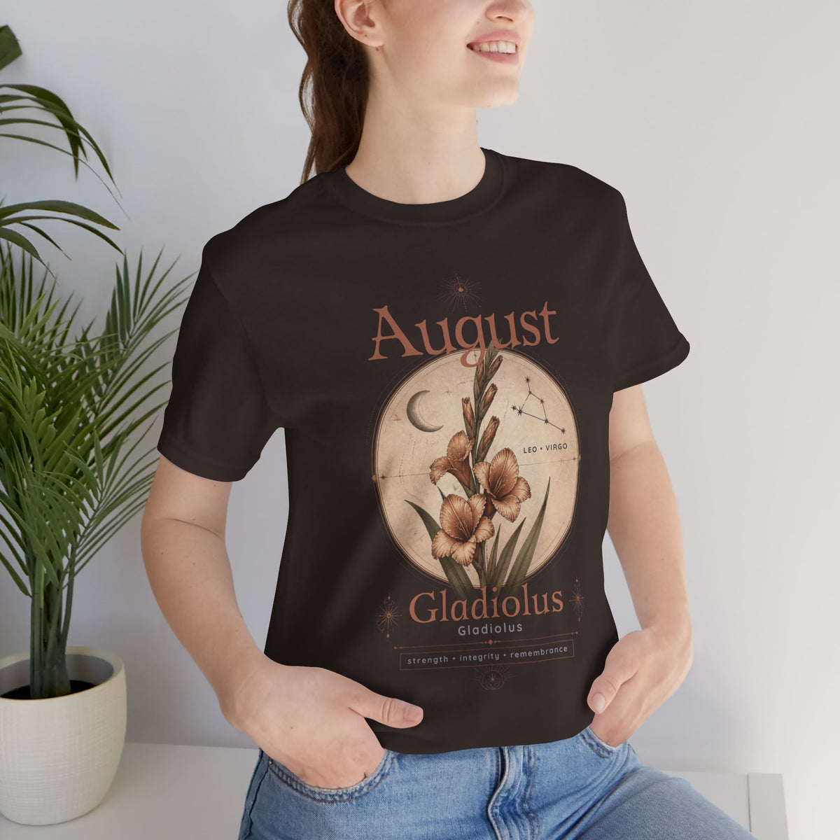 August Birth Flower Gladiolus Floral Tee