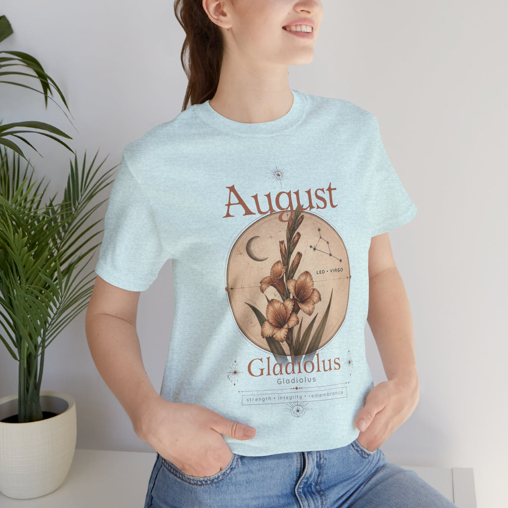 August Birth Flower Gladiolus Floral Tee