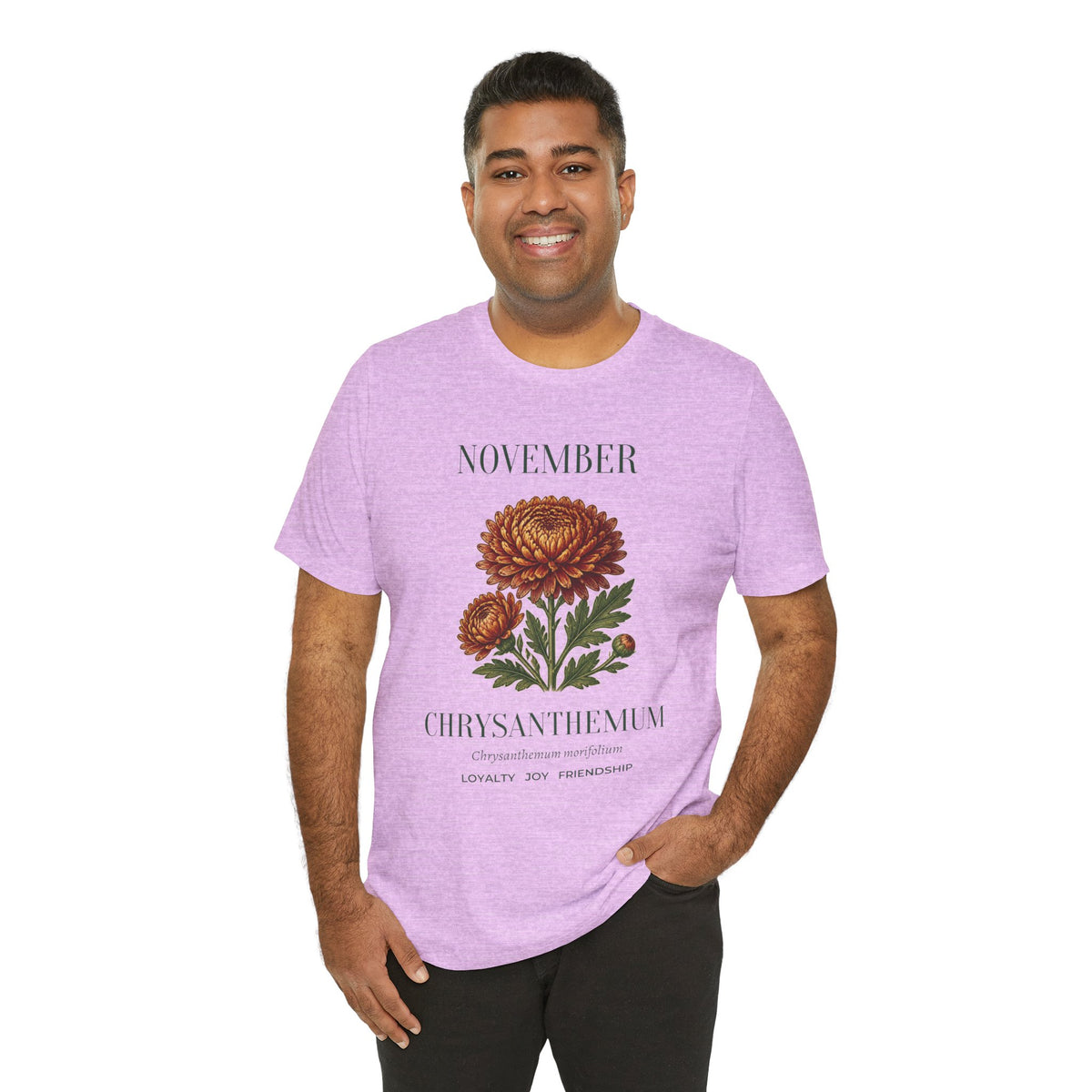 November Birth Flower Tee | Chrysanthemum Celestial Design | Birthday Gift