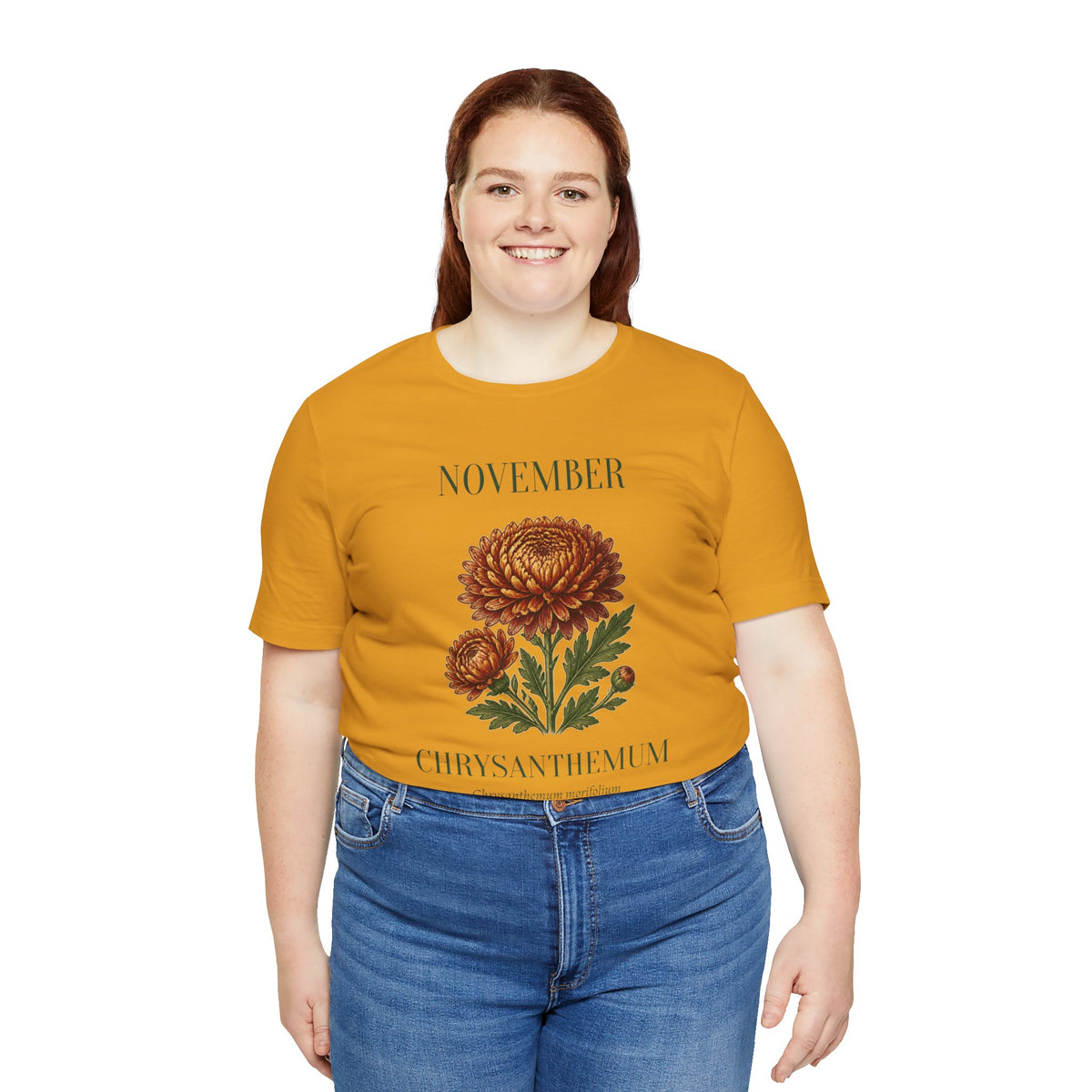 November Birth Flower Tee | Chrysanthemum Celestial Design | Birthday Gift