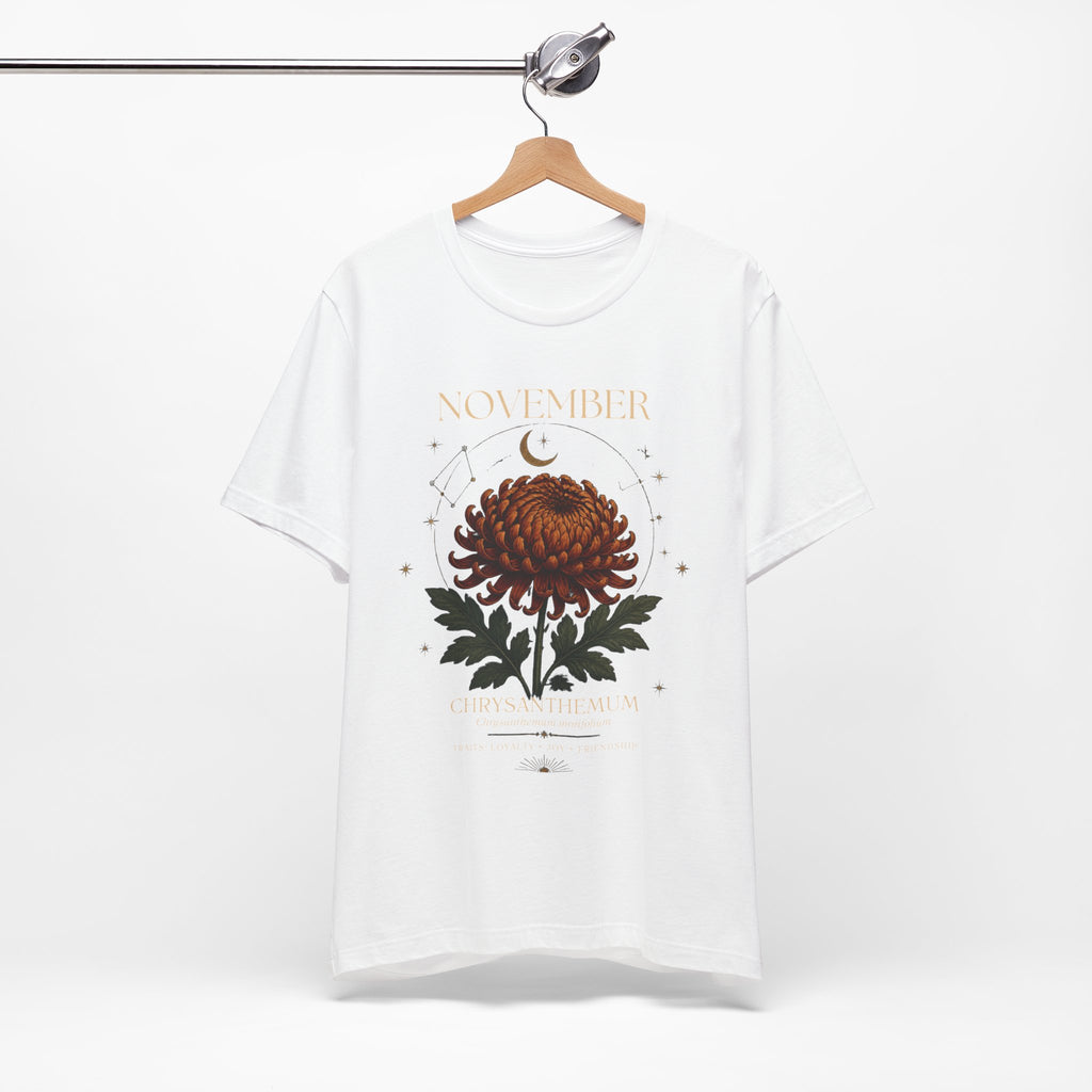 November Birth Flower Chrysanthemum Tee — Floral Birth Month T-Shirt
