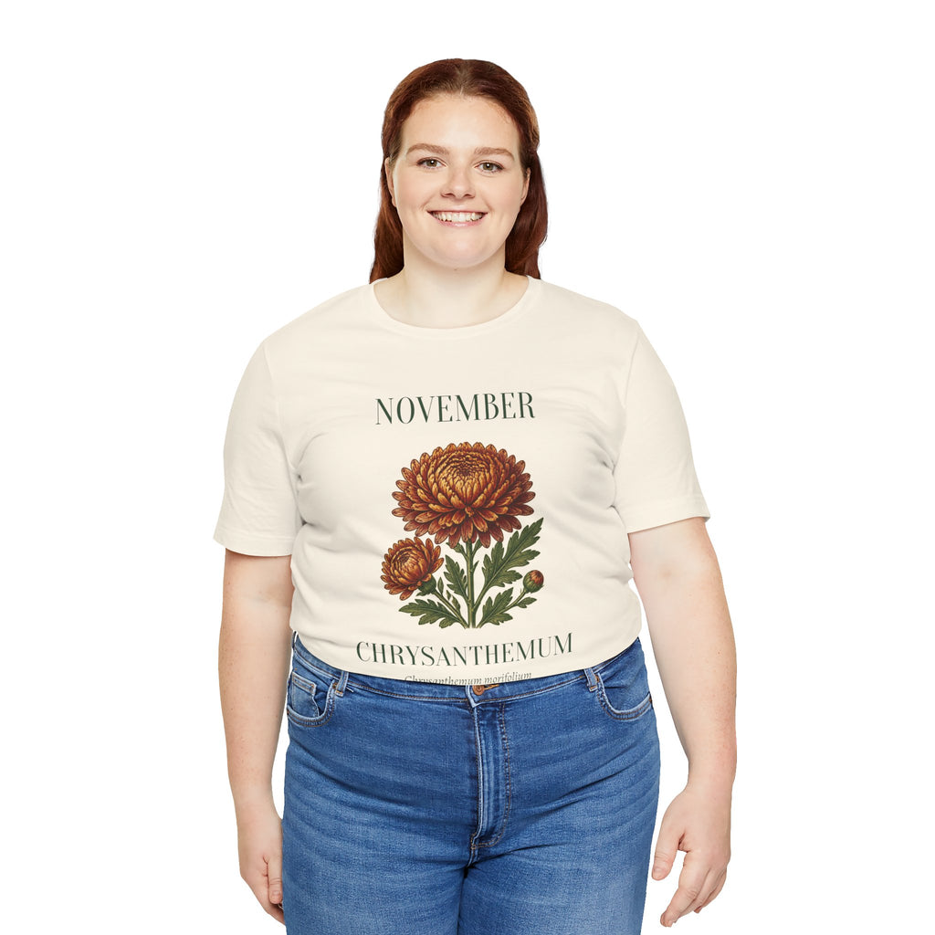 November Birth Flower Tee | Chrysanthemum Celestial Design | Birthday Gift