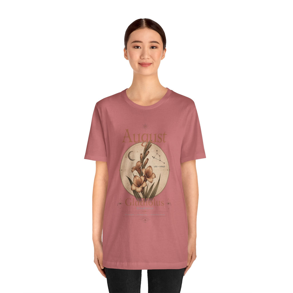 August Birth Flower Gladiolus Floral Tee