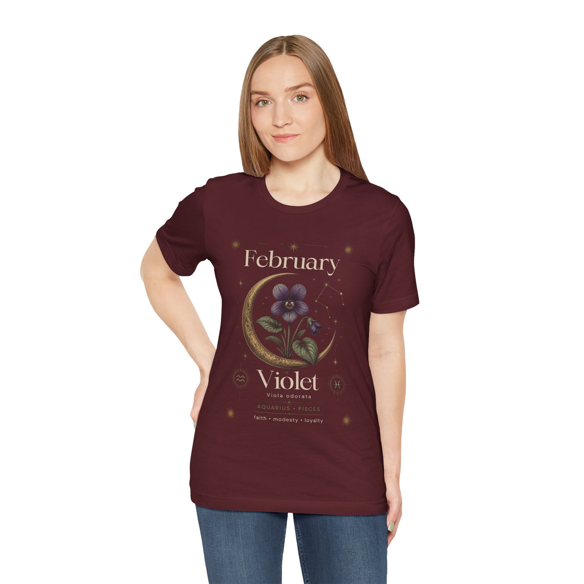 February Birth Flower Tee | Violet Botanical Design | Birthday Gift