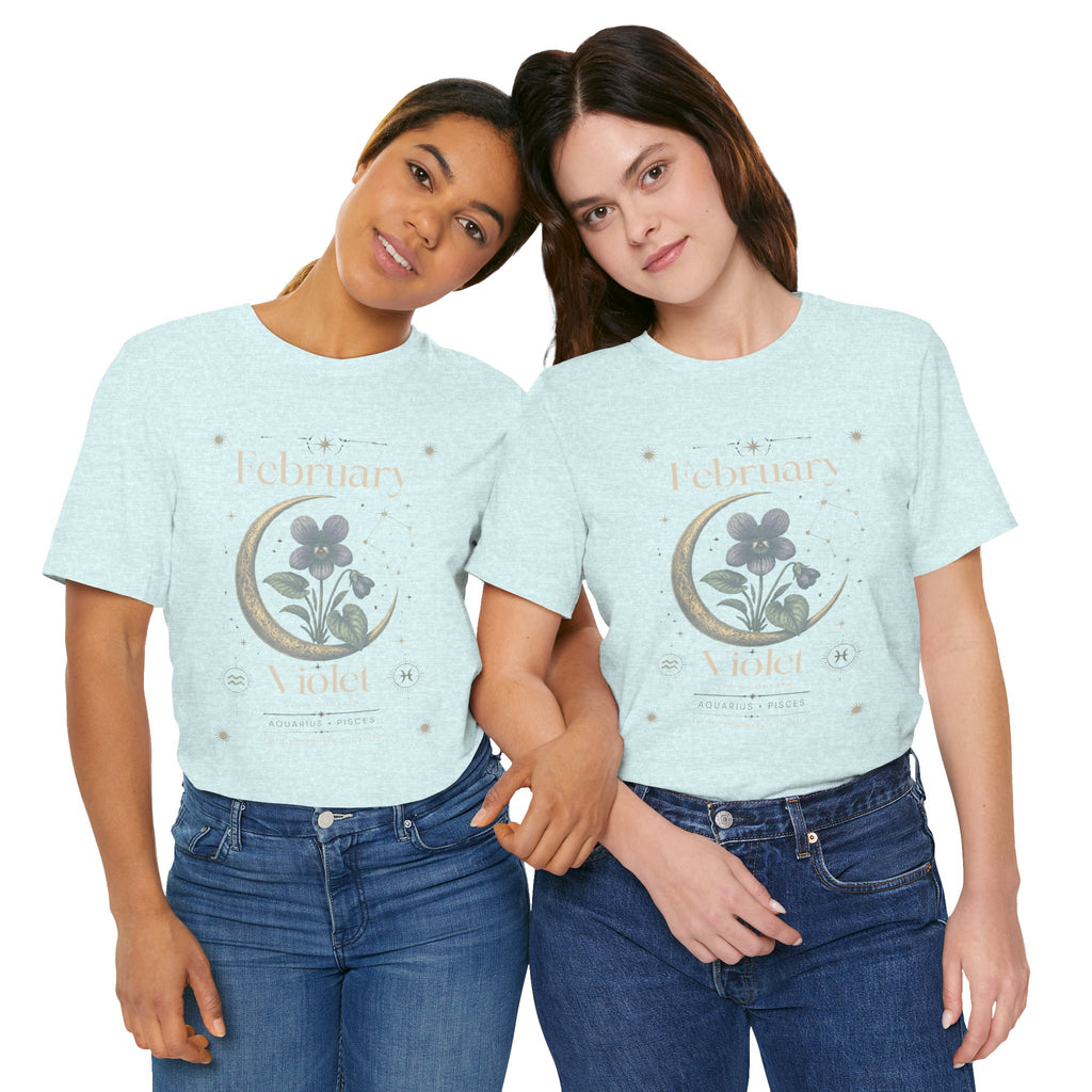 February Birth Flower Tee | Violet Botanical Design | Birthday Gift