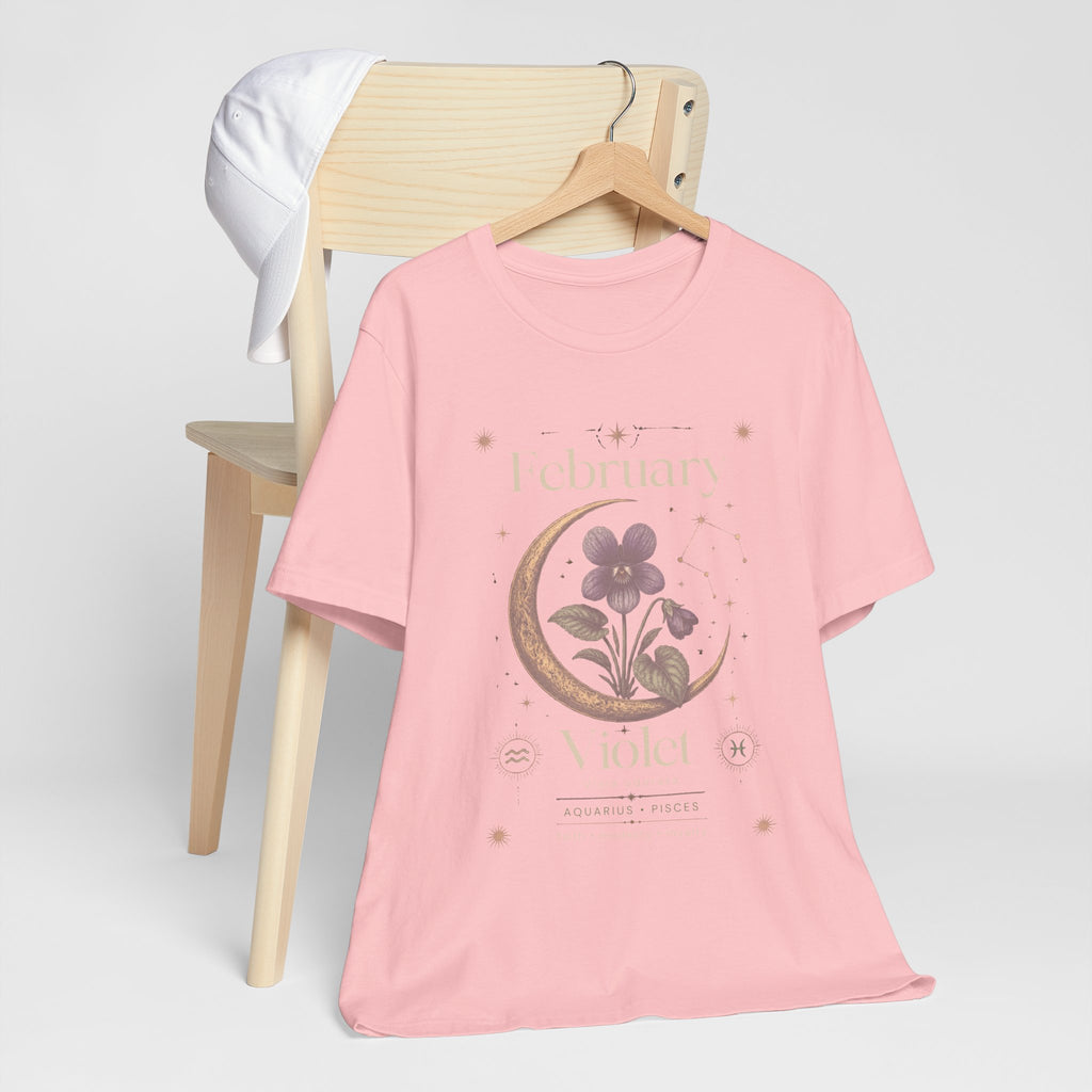 February Birth Flower Tee | Violet Botanical Design | Birthday Gift