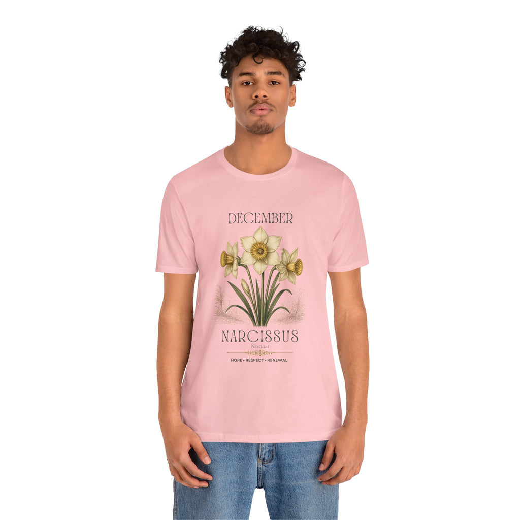 December Birth Flower Tee | Narcissus & Holly Celestial Design | Birthday Gift