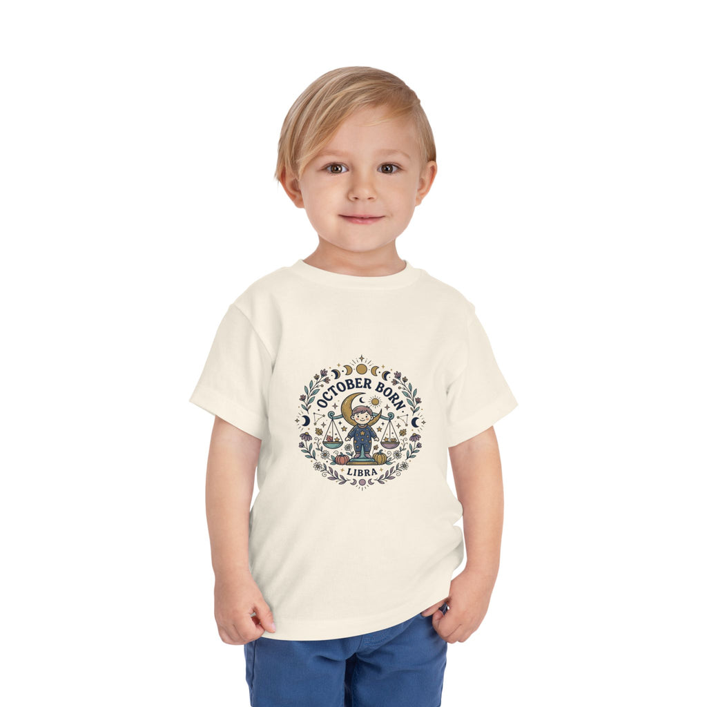 October Born Libra moon phases toddler tee | Zodiac Libra design